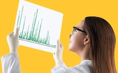400px HPLC Chromatogram 科学家查看高效液相色谱图