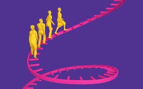 科学家沿着DNA链行走图。