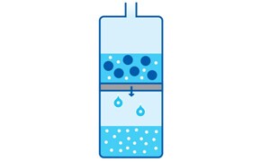 The image appears to be a simplified illustration of a water purification process. Protein Concentration & Buffer Exchange