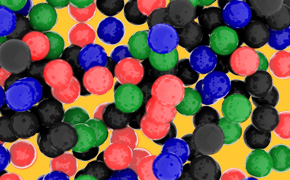 Estapor® microspheres for lateral flow in red, blue, green and black.