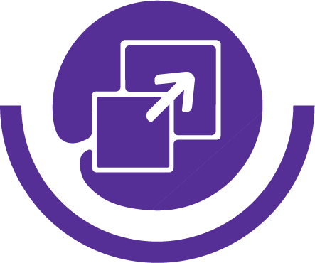 The image features a purple icon with two overlapping squares and an arrow pointing from the smaller square to the larger one, all enclosed within a circular border. The image features a purple icon with two overlapping squares and an arrow pointing from the smaller square to the larger one, all enclosed within a circular border.