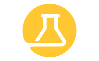 Physical and Chemical Property Testing A circular icon with a vibrant yellow background featuring a simplified white outline of an Erlenmeyer flask, a common piece of laboratory glassware used in chemical experiments. The flask is characterized by a wide, conical base that tapers into a narrow cylindrical neck. A continuous white line forms the shape of the flask and curves outward from the bottom left, suggesting fluidity or connection, possibly symbolizing testing or measurement.