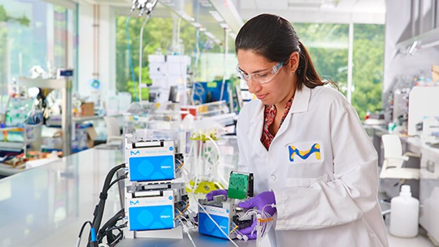 <p>Unleashing the Power of Perfusion: CHOZN<sup>®</sup> GS-/- Cell Line Development for Intensified Processes</p>
Scientist at a lab table