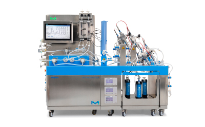 Chromatography Systems Chromatography system with integrated control interface, pumps, and filtration components used for bioprocess purification.