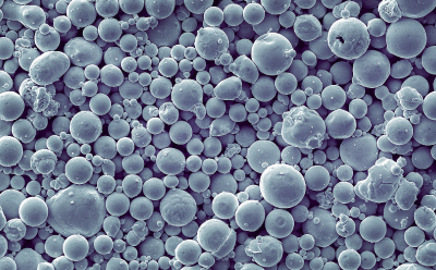Powder Particles for 3D Printing A close-up view of powder particles used for 3D printing, captured with an electron microscope.