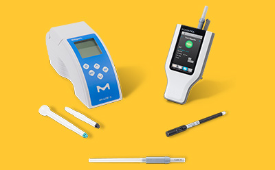 适用于食品和饮料行业的全套卫生监测产品，包括 HY-LiTE 和 MVP Icon ATP 仪器、MAS-100 和 MAS-ECO 空气监测系统、Flash 过敏原拭子、eMcollect 无菌采样设备、点滴和载玻片、MC-Media 垫以及病原体检测试剂盒，所有产品均以白色为背景。