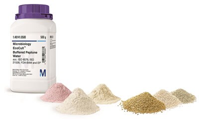 Bottle with piles of microbial culture media raw materials