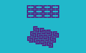 Polymorph Screening The image consists of two sets of distorted characters set against a turquoise background. The top set of characters is arranged in a rectangular grid format, while the bottom set of characters is more jumbled and less structured.