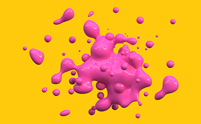 Pink splash on yellow background