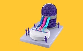 Parteck® LM Excipient 人们在一个抽象的药品生产系统中工作,该系统代表在一个步骤中提供的多种功能。