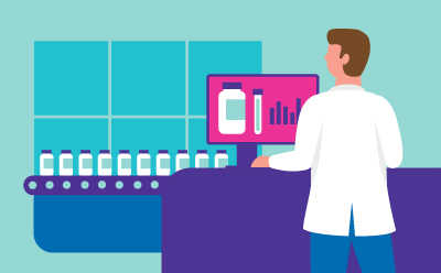 Flexibility in sampling A bioreactor as it is used in large scale pharmaceutical manufacturing with different sampling containers.