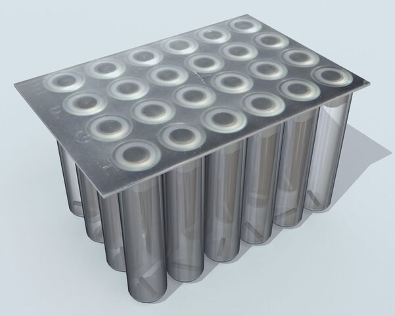 灰色 4x6 孔板，用于高通量筛选。