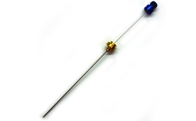 Nitinol Core SPME Fibers for Improved Fiber Reproducibility A Solid-Phase Microextraction (SPME) fiber assembly, a tool used in sample preparation for analytical techniques such as Gas Chromatography (GC) or GC-MS (Gas Chromatography-Mass Spectrometry).