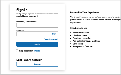 Persistent Log In Sign In Sign-in screen for persistent log in