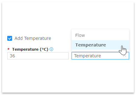 To define a dispensing temperature, check the “Add Temperature” box, and fill the additional form