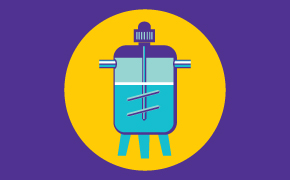 Illustration of coagulation tank with mixer showing chemical addition and particle destabilization in water treatment process.