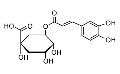 2-D chemical structures (bond line structure) of chlorogenic acid used to measure analytes in compounded Lonucerae Japonicae Flos with Purospher® STAR RP-18e