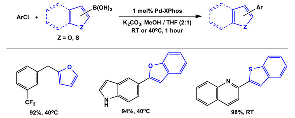 1-tBu-Indenyl Supported Palladium Precatalysts for Cross-Coupling Heteroaryl Suzuki-Miyaura using Pd(1-tBu-Indenyl)(XPhos)(Cl)