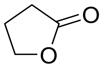 Chemical structure of γ-valerolactone (GVL), a five-membered lactone ring with a ketone group.