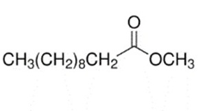 tructure of FAME methyl undecanoate (C11:0) hemical structure of methyl undecanoate (C11:0), a fatty acid methyl ester used as an internal standard.