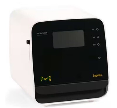 Front view of TLC explorer imaging instrument with display panel and illumination controls used for thin layer chromatography analysis.