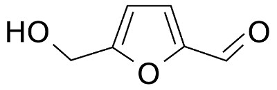 Hydroxymethylfurfural : Chemical structure of Hydroxymethylfurfural having a five membered furan ring.