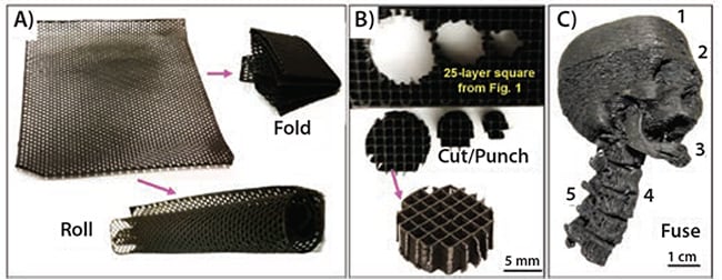 graphene-structures 来自3D打印石墨烯墨水的石墨烯结构是柔性的