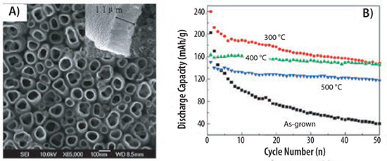 SEM image of a TiO2 nanotube array