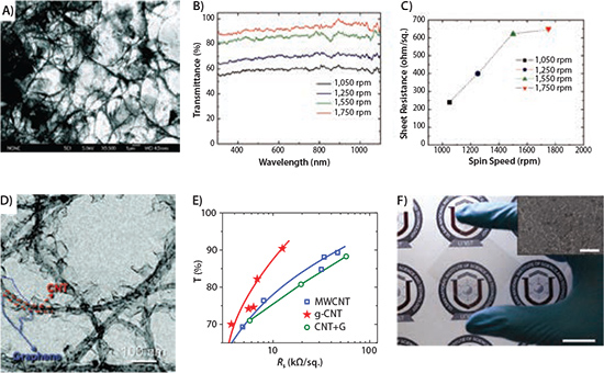 An SEM image of a solution-processed graphene-CNT hybrid film An SEM image of a solution-processed graphene-CNT hybrid film