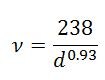Formula used to determine tube diameter