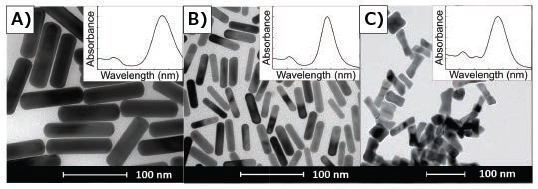 TEMs of gold nanorods
