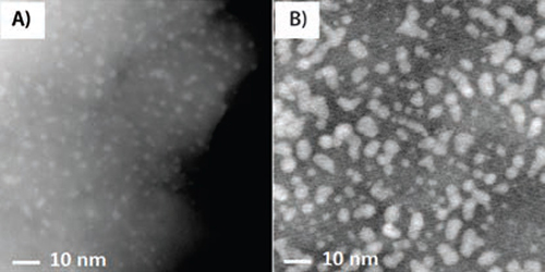 High-resolution TEM images of the platinum NPs prepared with 50 and 100 ALD cycles at 100 °C on ITO/PEN substrates High-resolution TEM images of the platinum NPs prepared with 50 and 100 ALD cycles at 100 °C on ITO/PEN substrates