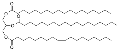 Structure of a typical TAG Structure of a typical TAG with stearyl, stearyl, and oleyl (SSO) fatty acyl chains.