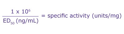 Equation for converting effective dose (ED50) to specific activity units.
