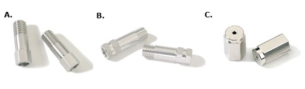 GC ferrule nuts Gas chromatography ferrule nuts used for securing columns and fittings in GC systems