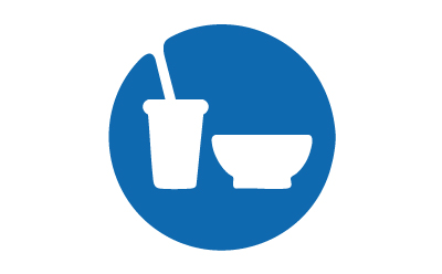 Icon featuring a cup with a straw and a bowl, representing Sample preparation step in <i>Enterobacteriaceae</i> detection and enumeration