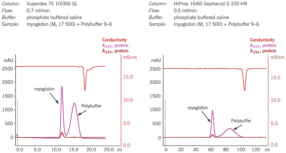 Separation of Polybuffer from protein using gel filtration Separation of Polybuffer from protein using gel filtration