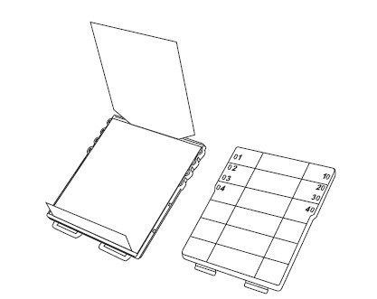 Remove lid and open both pieces of the flow matrix Remove lid and open both pieces of the flow matrix