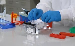实验室技术员正在使用实验室设备。