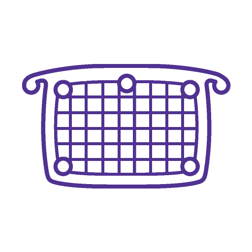 Illustration of a rectangular filter with rounded corners and edges. The filter is enclosed within an outer structure that has circular elements at each corner.