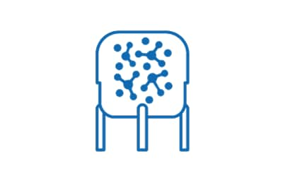 The image shows a simple blue icon that represents a microorganism culture in a petri dish on a stand.