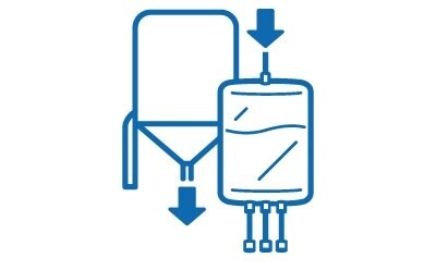 This image depicts a simplified water filtration system, water flows from the tank through the filter, where impurities are likely removed.