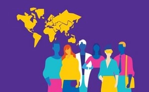 Illustration with a globe at its center, capturing the diversity of live events.
