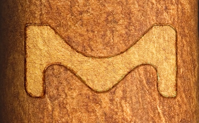 Brown modified letter M.