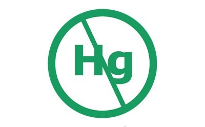 Hg-free icon representing sustainability through no mercury use