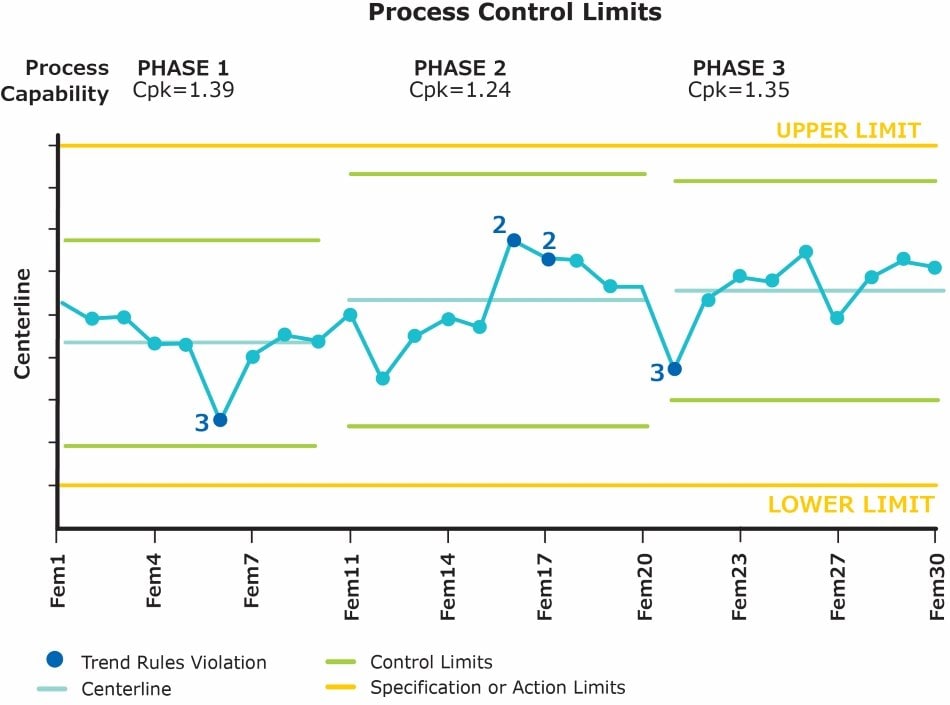 Bio4C ProcessPad™ automates and simplifies many steps involved in CPV such as automatic capability analysis (Cpk and Ppk calculatons)