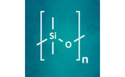 Representative chemical structure of polysiloxane, commonly known as silicone and silicone oil