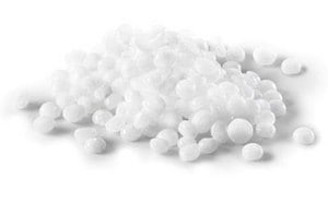 Colorless sodium hydroxide/potassium hydroxide pellets