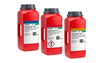 Chemizorb® OH- H+ HF Supelco® Chemizorb® specialists for absorption and neutralization of spilled alkalis, acids & HF
