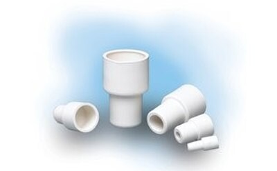 Precision Seal Septa An assortment of white Precision Seal® septa against a light blue background